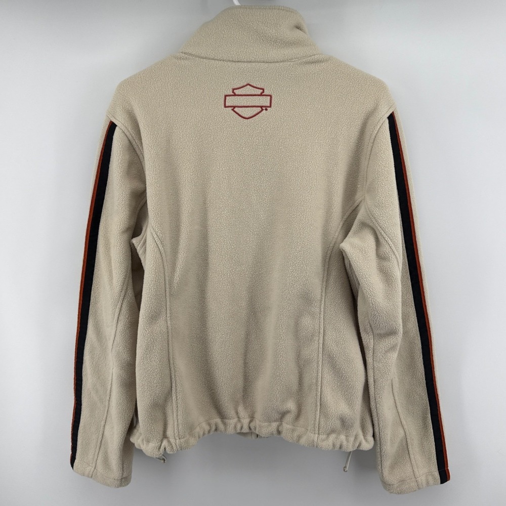 Harley-Davidson Womens Fleece Jacket Full Zip Cream Beige Sleeve Logo 98426-09VW - Picture 2 of 12